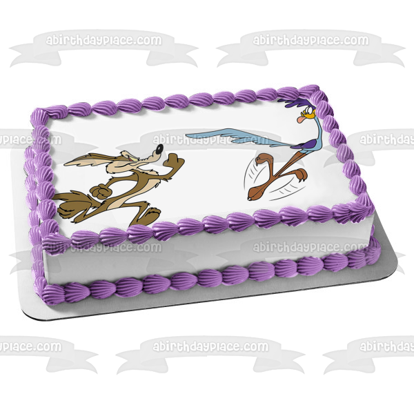 Roadrunner and Wile E. Coyote Looney Tunes Cartoon Warner Brothers Edible Cake Topper Image ABPID52055