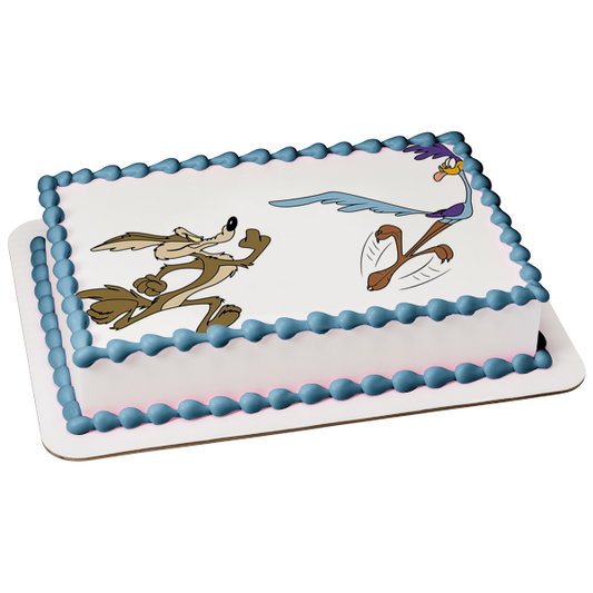 Roadrunner and Wile E. Coyote Looney Tunes Cartoon Warner Brothers Edible Cake Topper Image ABPID52055