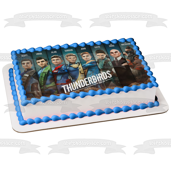 Thunderbirds Are Go Scott Virgil Alan Gordon John Kayo the Hood the Mechanic Edible Cake Topper Image ABPID52094