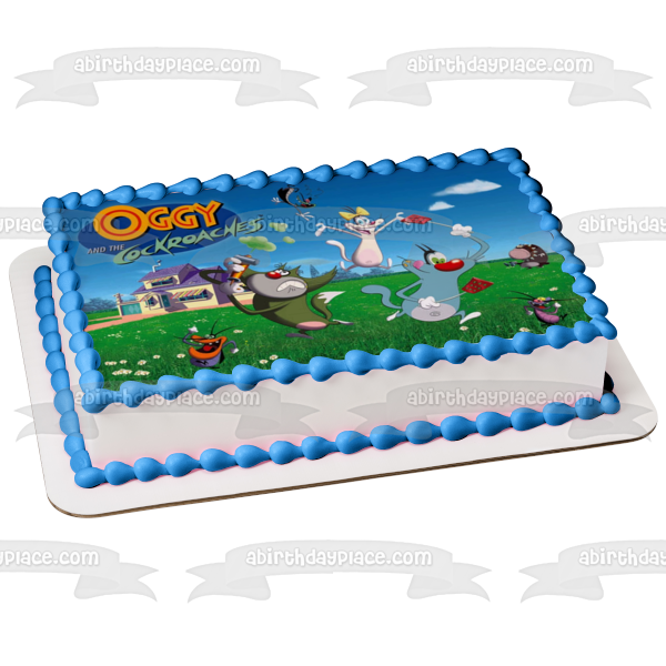 Oggy and the Cockroaches Joey Marky Dee Dee Olivia Jack Edible Cake Topper Image ABPID52162