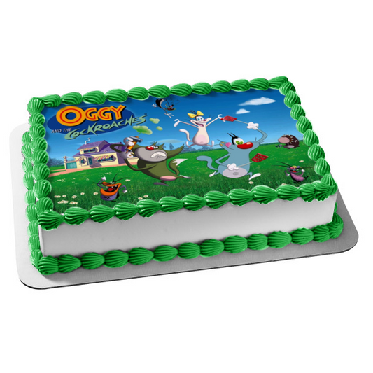 Oggy and the Cockroaches Joey Marky Dee Dee Olivia Jack Edible Cake Topper Image ABPID52162