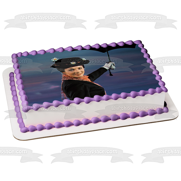 Mary Poppins with Her Umbrella Original Movie Edible Cake Topper Image ABPID00015