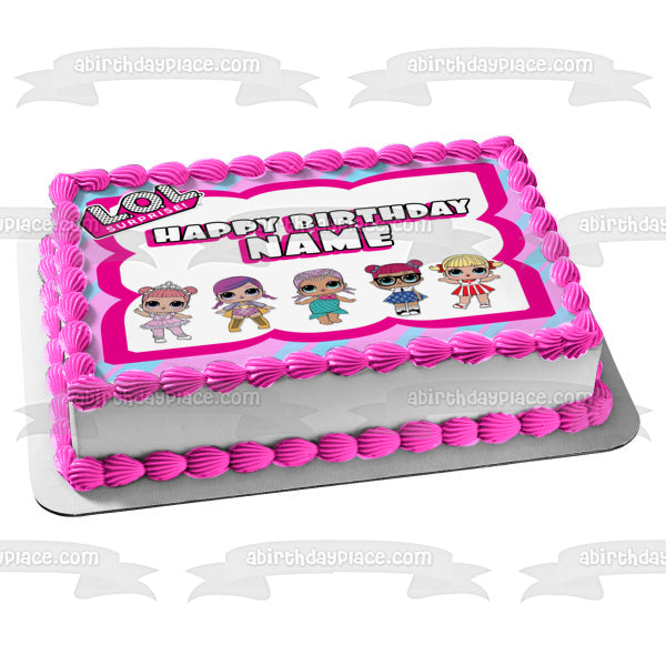 Lol Surprise Happy Birthday Border Teacher's Pet Merbaby Super B.B. Center Stage Cheer Captain Personalizable Edible Cake Topper Image ABPID52223