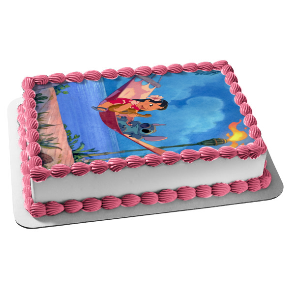 Lilo and Stitch Beach Hammock Disney Edible Cake Topper Image ABPID52205