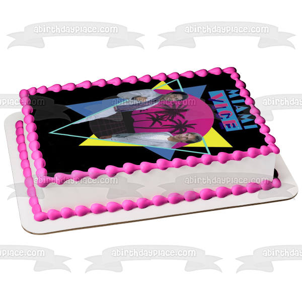 Miami Vice TV Show Crockett Tubbs 80s Edible Cake Topper Image ABPID52208