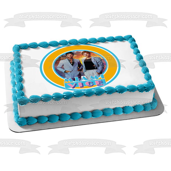 Miami Vice Crockett Tubbs 80s Edible Cake Topper Image ABPID52210