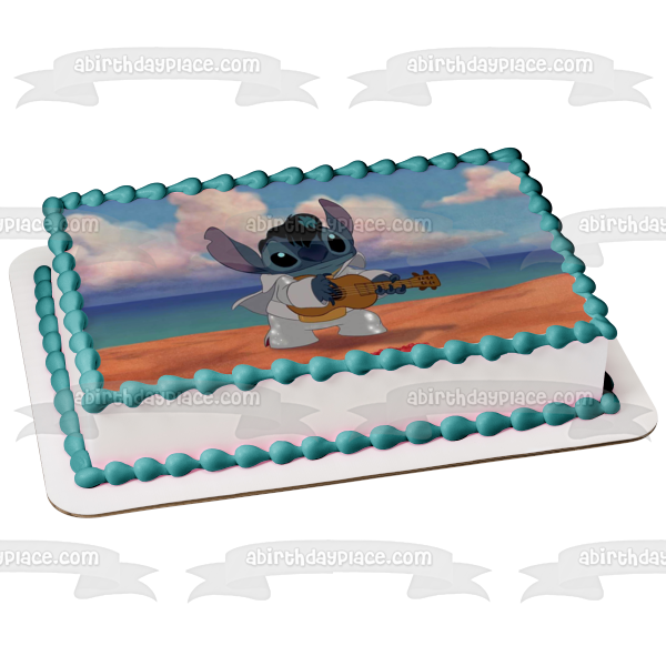 Lilo and Stitch Stitch Elvis Ukulele Edible Cake Topper Image ABPID52230