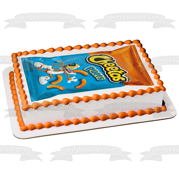 Cheetos Puffs Cheese Snacks Bag Edible Cake Topper Image ABPID52246