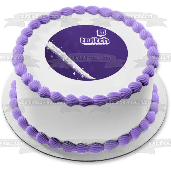 Twitch White Swoosh Logo Video Streaming Service Edible Cake Topper Image ABPID52250