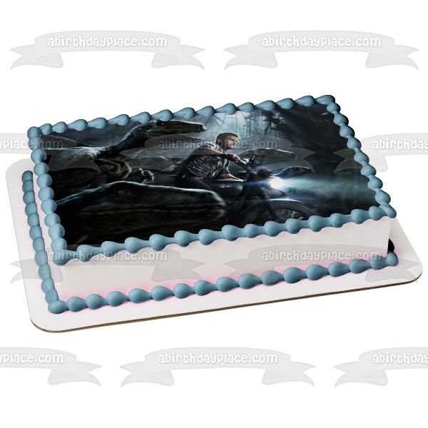 Jurassic World  Raptor Motorcycle Edible Cake Topper Image ABPID00063