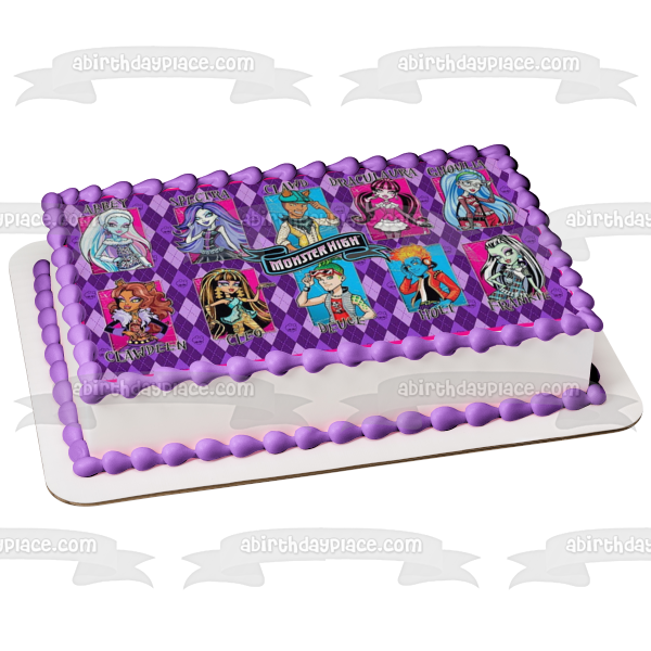 Monster High Abbey Spectra Clawd Draculaura Ghoulia Clawdeen Cleo Deuce Holt Frankie Edible Cake Topper Image ABPID00140