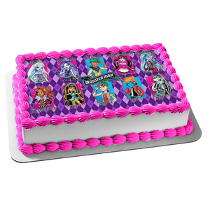 Monster High Abbey Spectra Clawd Draculaura Ghoulia Clawdeen Cleo Deuce Holt Frankie Edible Cake Topper Image ABPID00140