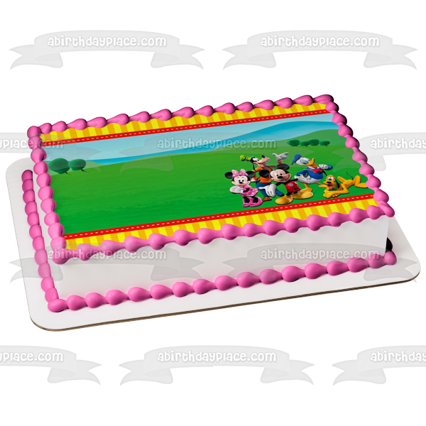 Mickey Mouse Club House Border Minnie Donald Goofy Pluto Edible Cake Topper Image Frame ABPID00169
