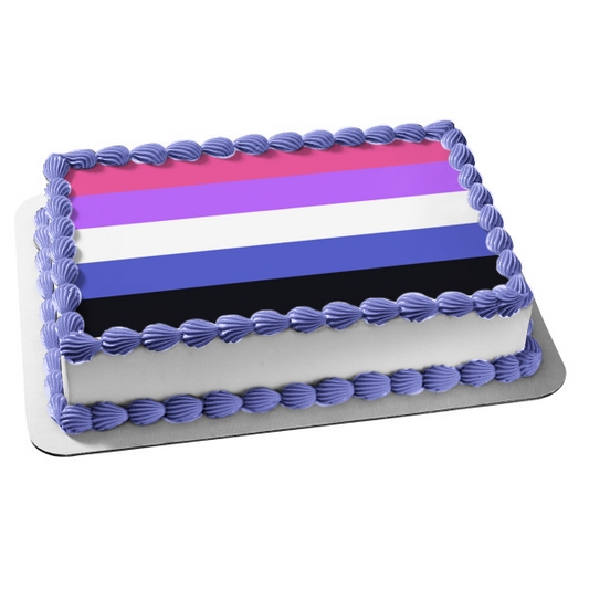 Genderfluid Pride Flag Lgbqia+ Lesbian Gay Bisexual Transgender Queer Intersex Asexual Genderfluid Edible Cake Topper Image ABPID52289