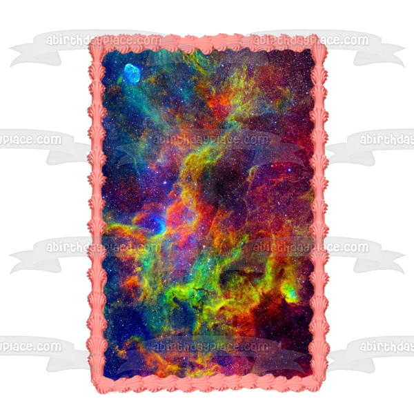 Outer Space Rainbow Nebula Edible Cake Topper Image ABPID00299