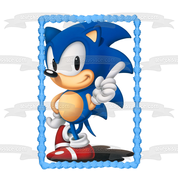 Sonic the Hedgehog Pointing Finger Edible Cake Topper Image ABPID00300