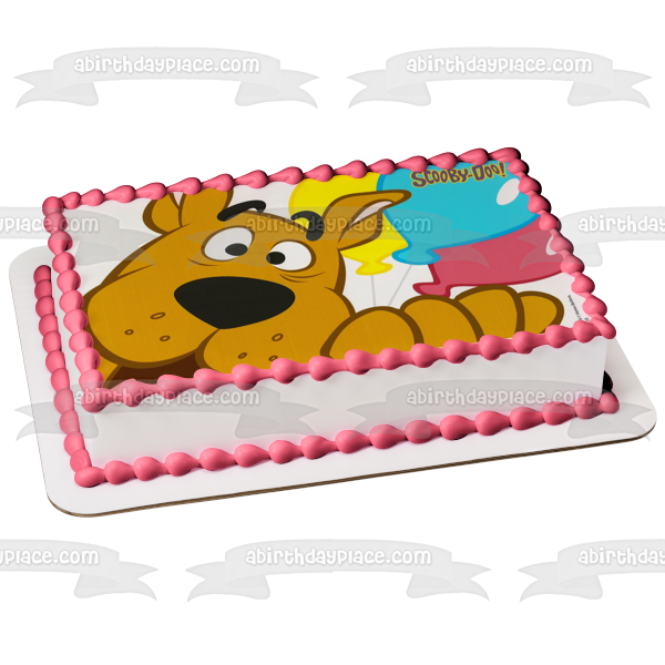 Scooby-Doo Yellow Blue Pink Balloons Edible Cake Topper Image ABPID00309