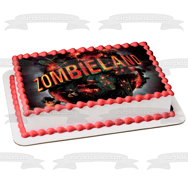 Zombieland Movie Cover Exploding Fiery Planet Edible Cake Topper Image ABPID00317