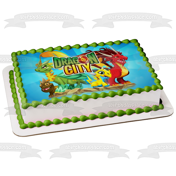 Dragon City Logo Various Dragons Edible Cake Topper Image ABPID00336