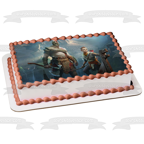God of War Kratos Atreus Edible Cake Topper Image ABPID00342