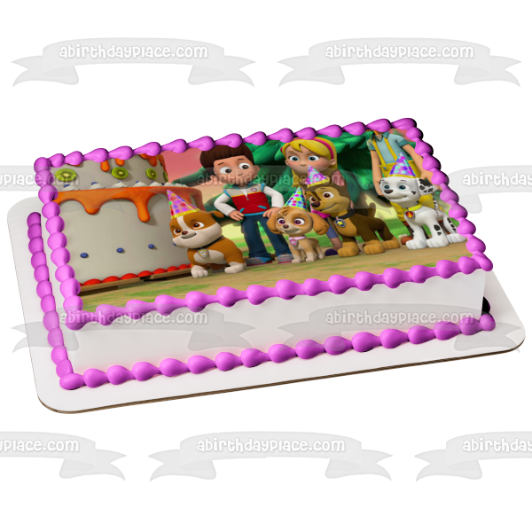 Paw Patrol Happy Birthday Ryder Marshall Skye Zuma Rubble Katie Edible Cake Topper Image ABPID00368