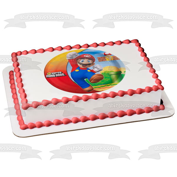 Super Mario Bros Mario Jumping Edible Cake Topper Image ABPID00426