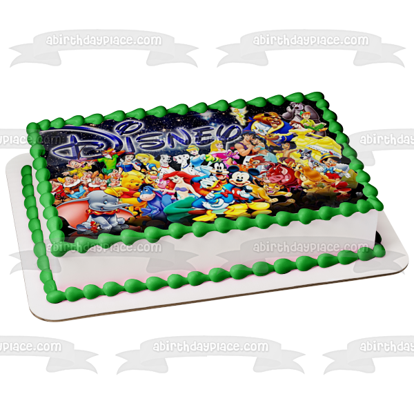 Donald Duck Snow White Belle Beast Mickey Mouse Dumbo the Little Mermaid and More Edible Cake Topper Image ABPID00432