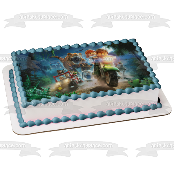 LEGO Jurassic World Personajes variados Motocicleta Raptor Adorno comestible para tarta Imagen ABPID00457 