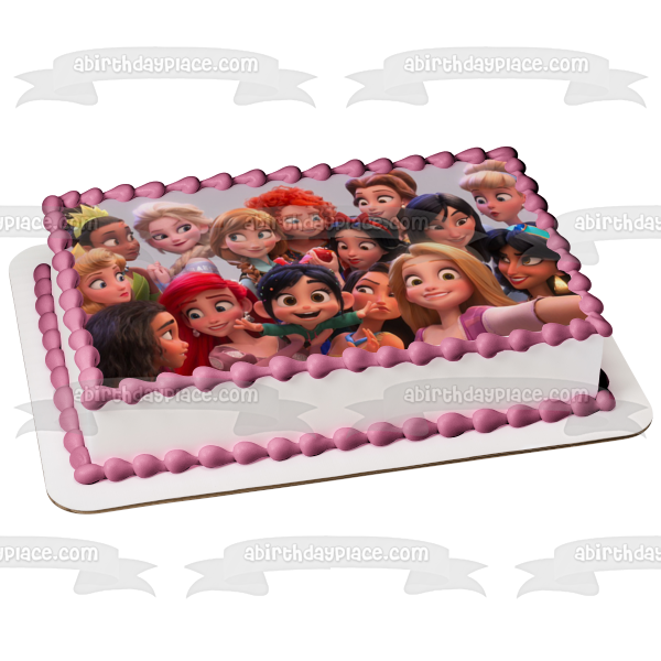 Wreck-It Ralph Breaks the Internet Princesses the Little Mermaid Tiana Aurora and Princess Jasmine Edible Cake Topper Image ABPID00521