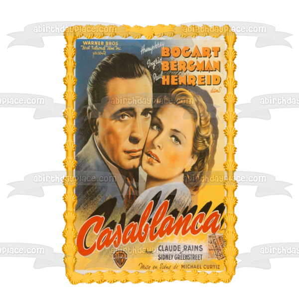 Casablanca Classic Movie Bogart Bergman Henreid Edible Cake Topper Image ABPID00544