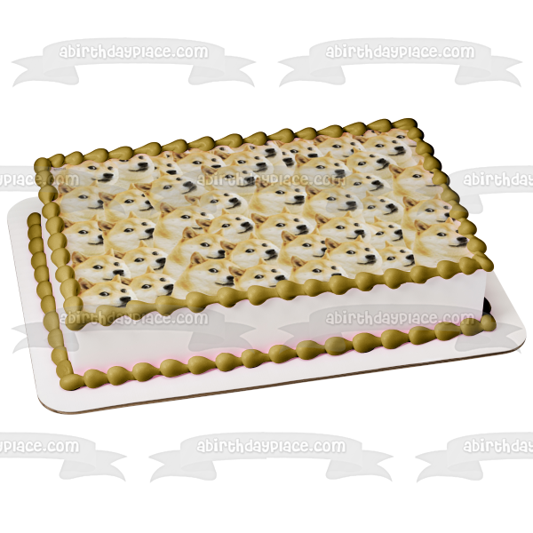 Shiba Inu Dog Doge Meme Face Pattern Edible Cake Topper Image ABPID00553