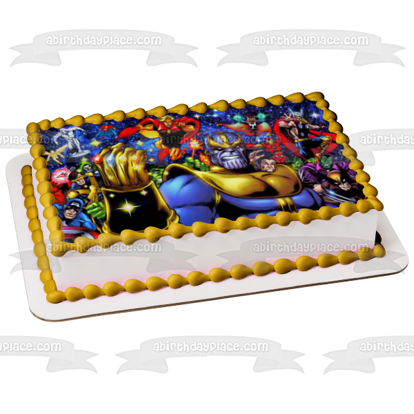 Infinity War Thor Thanos Infinity Gauntlet Edible Cake Topper Image ABPID00581