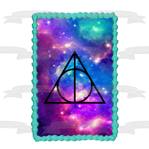 Harry Potter Sign of the Deathly Hallows Starry Sky Edible Cake Topper Image ABPID00688