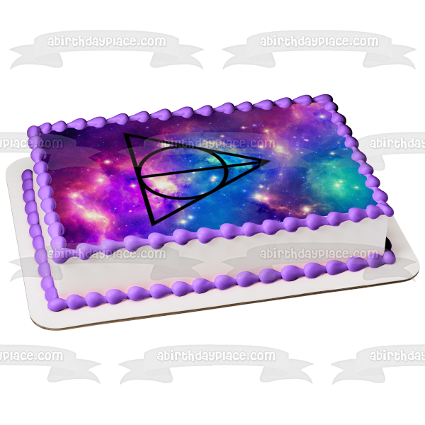 Harry Potter Sign of the Deathly Hallows Starry Sky Edible Cake Topper Image ABPID00688