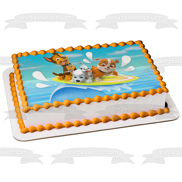 Paw Patrol Splashy Fun Rubble Marshall and Zuma Edible Cake Topper Image ABPID00027