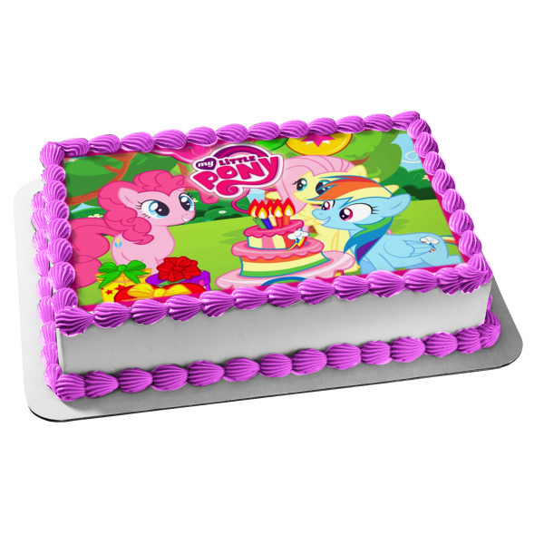 My Little Pony Pinkie Pie, Fluttershy and Rainbow Dash Edible Cake Topper Image ABPID00075