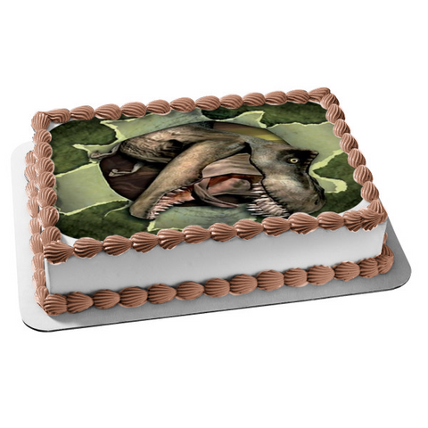 Tyrannosaurus Rex Trex Dinosaur Head Ripping Poster Edible Cake Topper Image ABPID00104