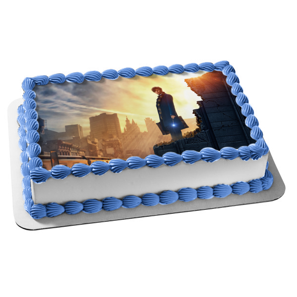 Fantastic Beasts and Where to Find Them Newt Scamander Standing on the Edge Sunset Edible Cake Topper Image ABPID00153