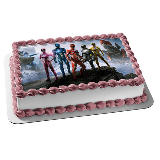 Power Rangers Pocoyo Jason Kimberly Billy Zack Trini Edible Cake Topper Image ABPID00165