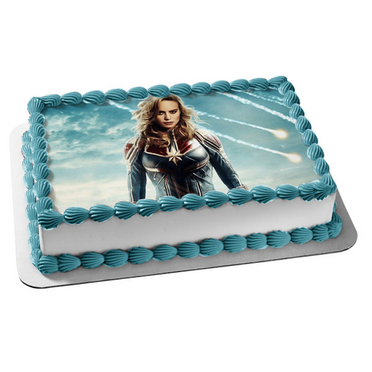 Captain Marvel Blue Sky Edible Cake Topper Image ABPID00263