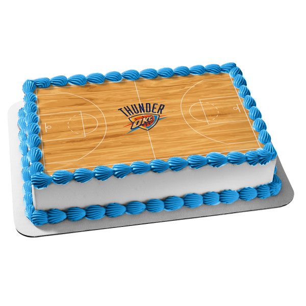 Oklahoma City Thunder NBA Basketball Court Edible Cake Topper Image ABPID00288