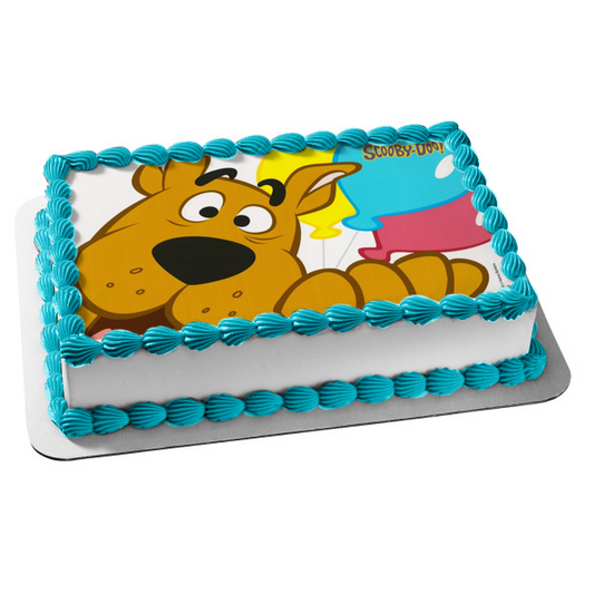 Scooby-Doo Yellow Blue Pink Balloons Edible Cake Topper Image ABPID00309