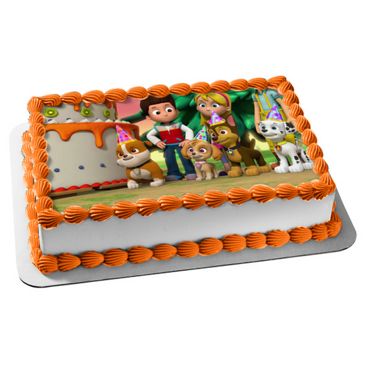 Paw Patrol Happy Birthday Ryder Marshall Skye Zuma Rubble Katie Edible Cake Topper Image ABPID00368