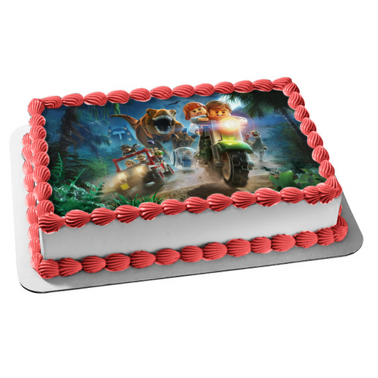 LEGO Jurassic World Personajes variados Motocicleta Raptor Adorno comestible para tarta Imagen ABPID00457 