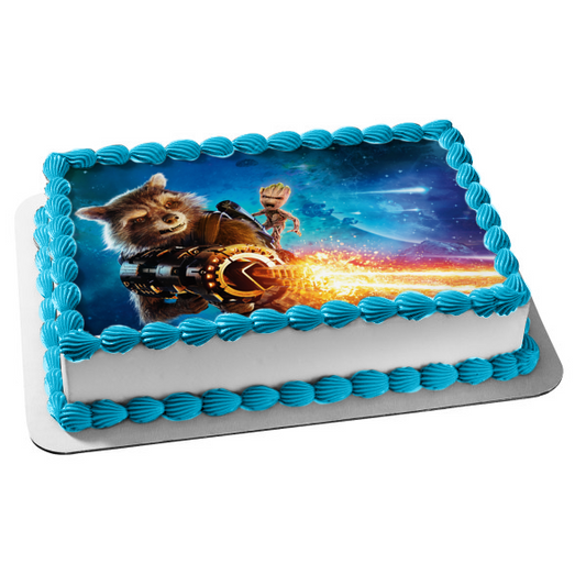 Guardians of the Galaxy Rocket Raccoon and Groot Edible Cake Topper Image ABPID00462
