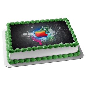 Apple Mac Computer Vintage Rainbow Edible Cake Topper Image ABPID00485