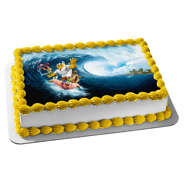 Spongebob Squarepants Patrick Mr. Krabs Squidword Surfing Edible Cake Topper Image ABPID00540