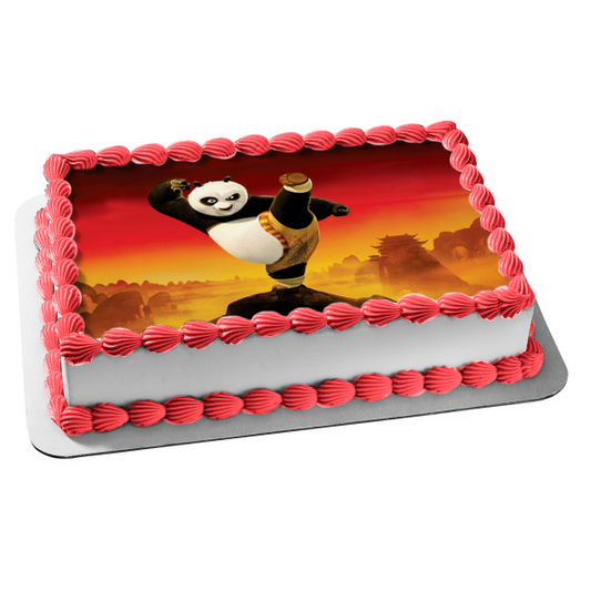Kung Fu Panda Po Ping Kick Edible Cake Topper Image ABPID00578