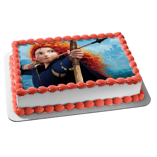 Brave Princess Merida Shooting an Arrow Edible Cake Topper Image ABPID00602