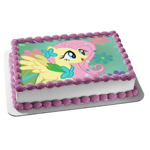 My Little Pony Fluttershy and Colorful Flowers Edible Cake Topper Image ABPID00662